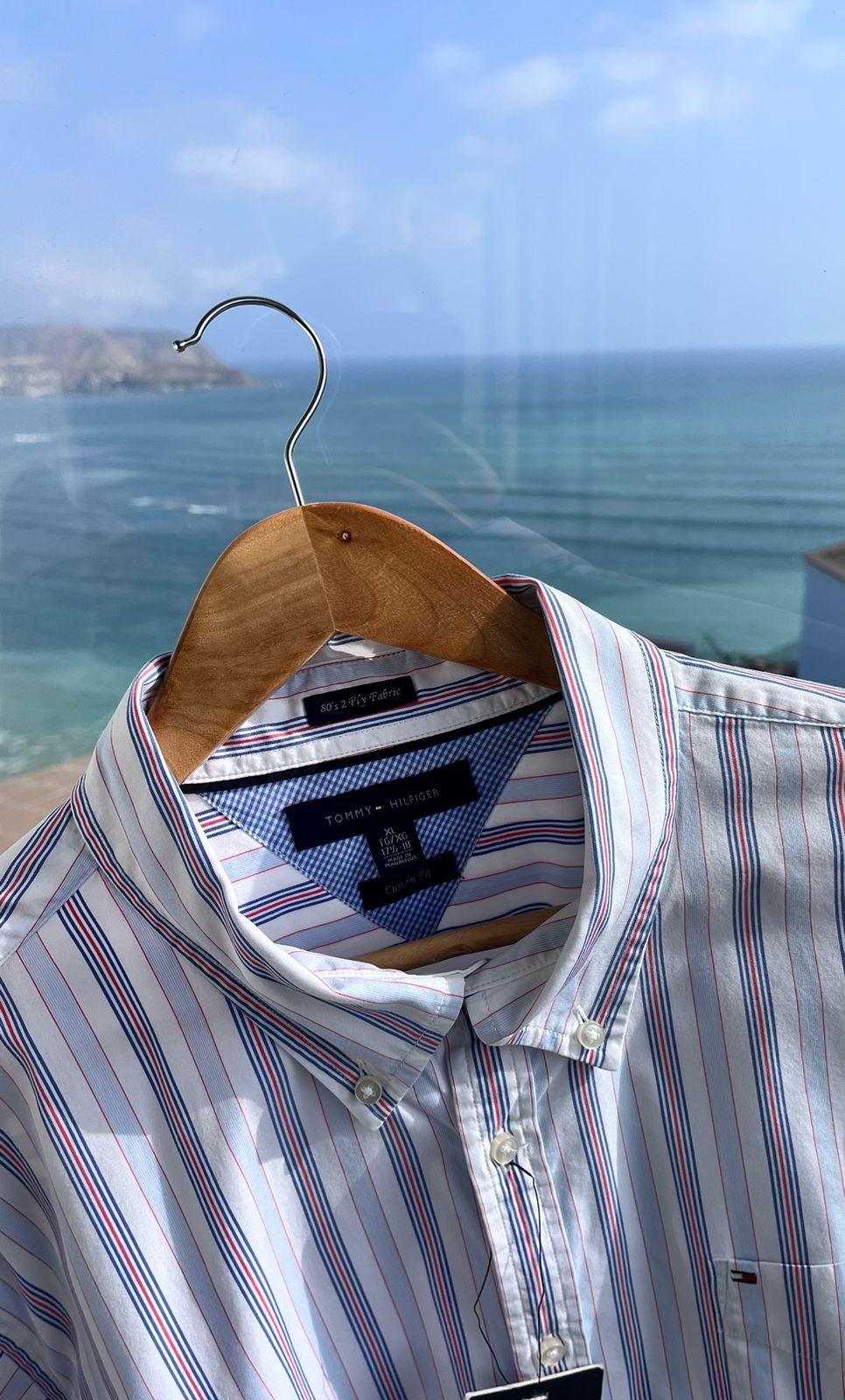 Camisa de algodón Tommy Hilfiger Custom Fit