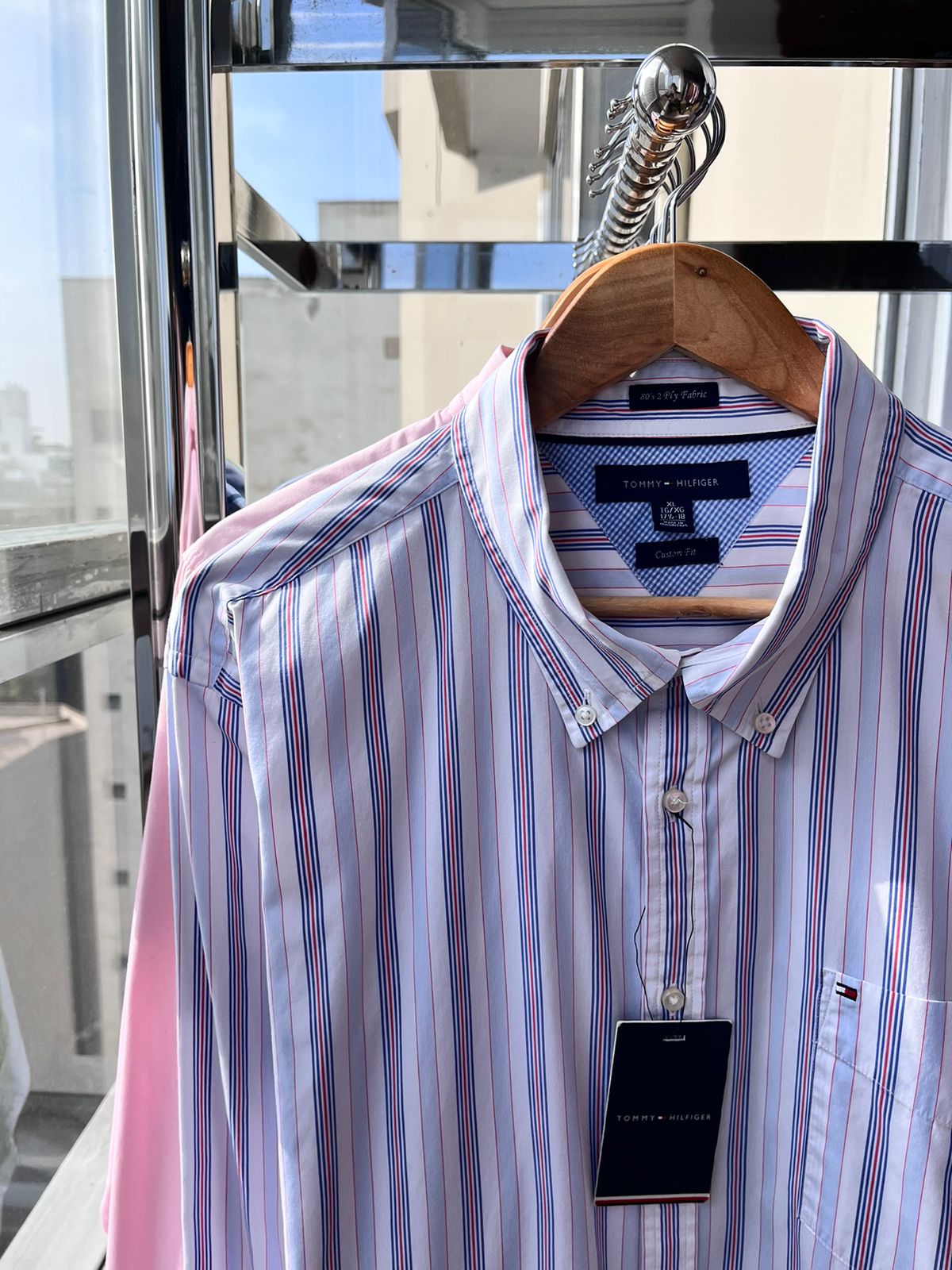Camisa de algodón Tommy Hilfiger Custom Fit