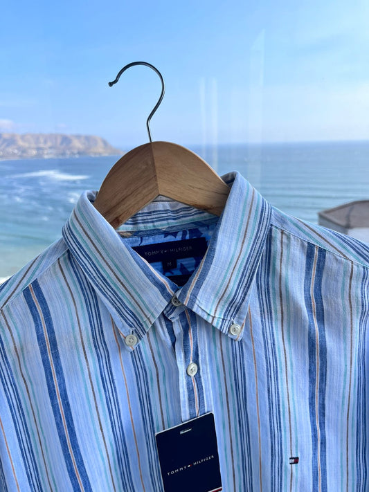 Camisa M / L Tommy Hilfiger lino de rayas