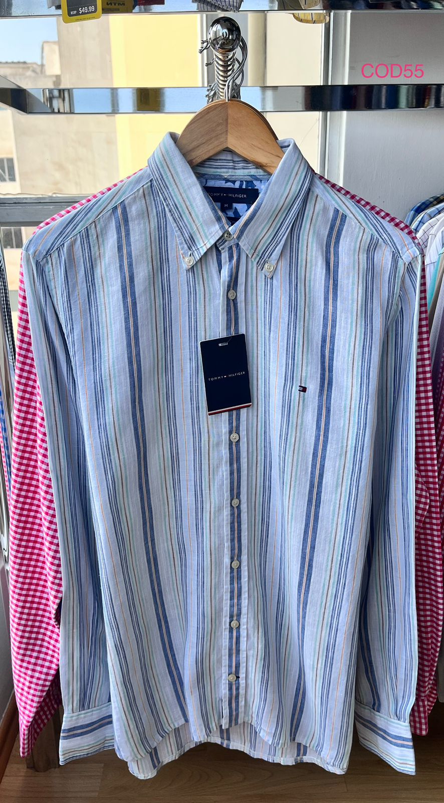 Camisa M / L Tommy Hilfiger lino de rayas