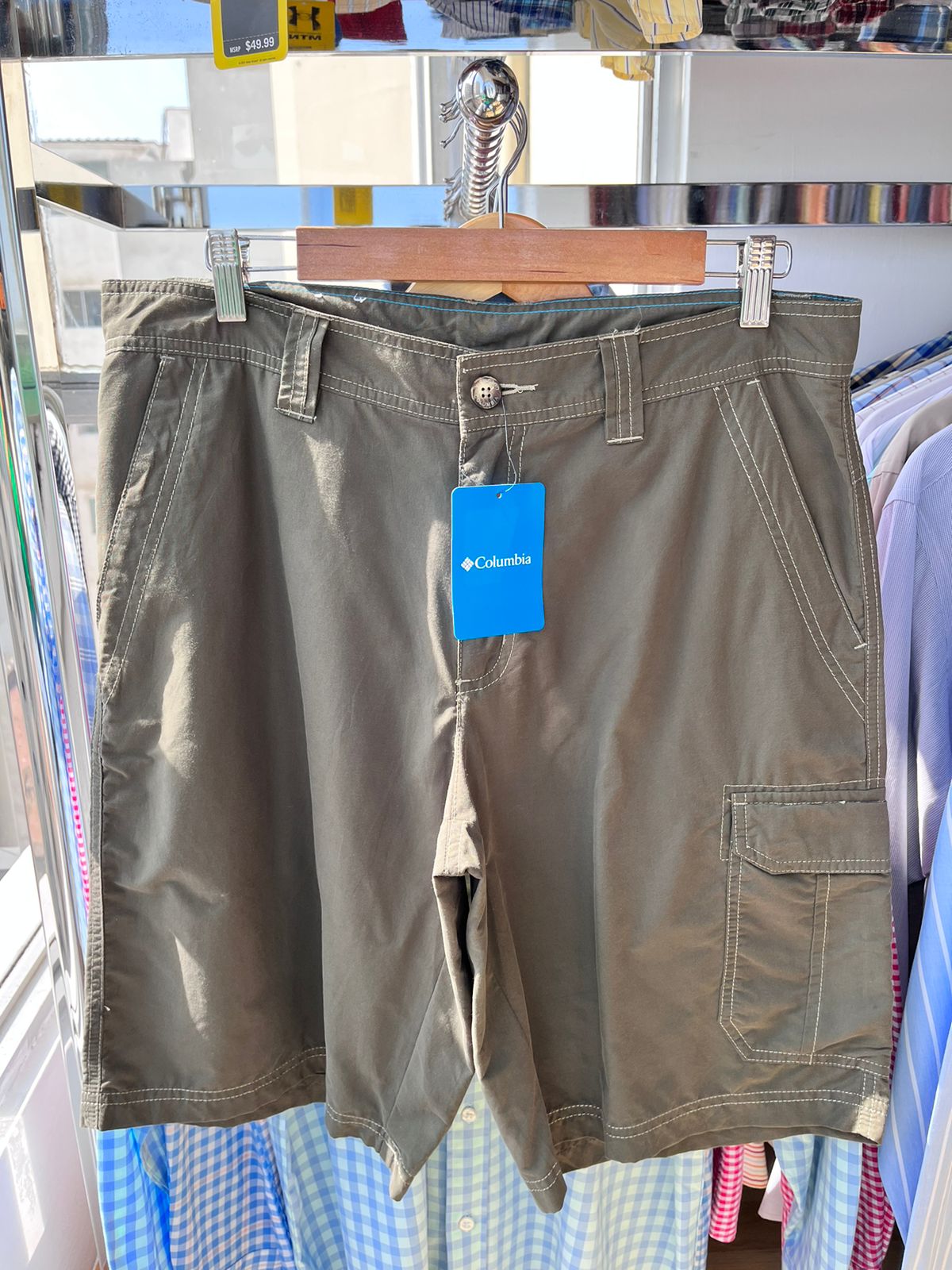Columbia Men's PFG Backcast III Water Shorts verde oliva, shorts de baño para hombre.
